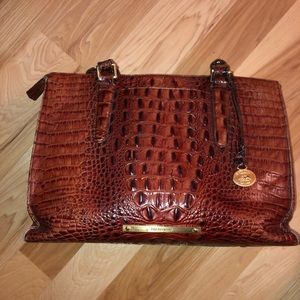 Brahmin Croc-embossed Pecan leather purse